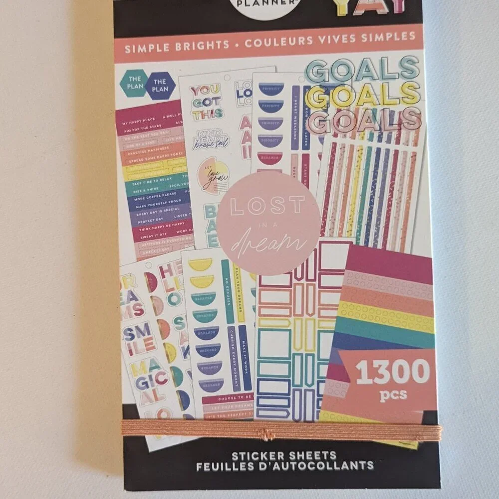 NWT 'Simple Brights' 1300 pcs Happy Planner Classic Sticker Book Colors Inspo